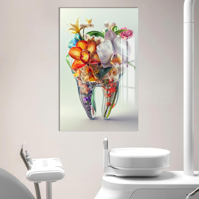 Artronauts Glass Print Floral Tooth Bouquet - Tempered Glass Wall Art
