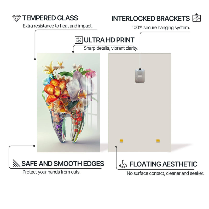 Artronauts Glass Print Floral Tooth Bouquet - Tempered Glass Wall Art