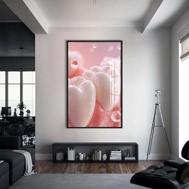 Artronauts Glass Print S | 72x46 cm | 28.3"x18.1" / Black Pearl Teeth Glow - Tempered Glass Wall Art