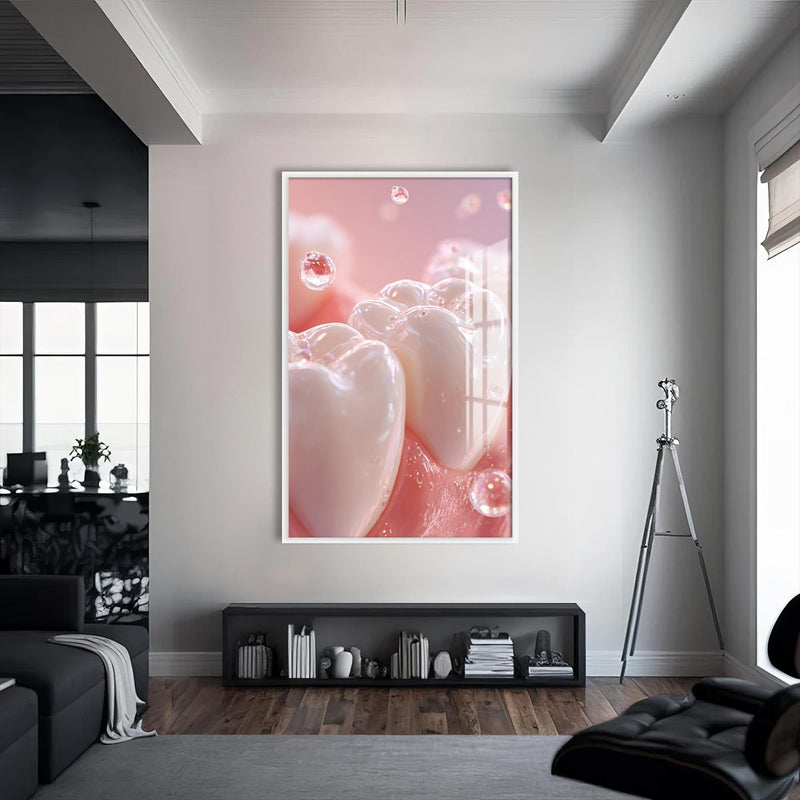 Artronauts Glass Print S | 72x46 cm | 28.3"x18.1" / White Pearl Teeth Glow - Tempered Glass Wall Art