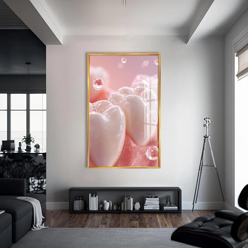 Artronauts Glass Print S | 72x46 cm | 28.3"x18.1" / Gold Pearl Teeth Glow - Tempered Glass Wall Art
