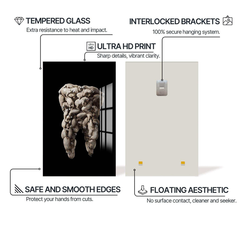 Artronauts Glass Print Polar Tooth Sculpture - Tempered Glass Wall Art