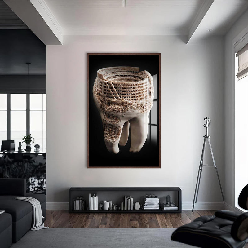 Artronauts Glass Print S | 72x46 cm | 28.3"x18.1" / Walnut Colosseum Tooth Art - Tempered Glass Wall Art