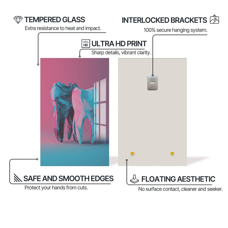 Artronauts Glass Print Neon Tooth Duo - Tempered Glass Wall Art