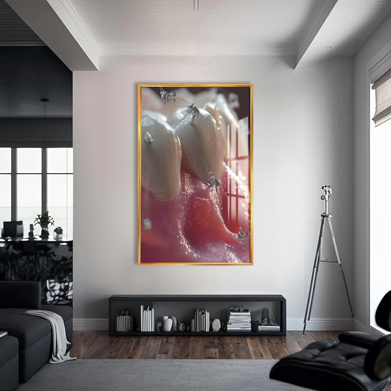 Artronauts Glass Print S | 72x46 cm | 28.3"x18.1" / Gold Tooth Climbers - Tempered Glass Wall Art