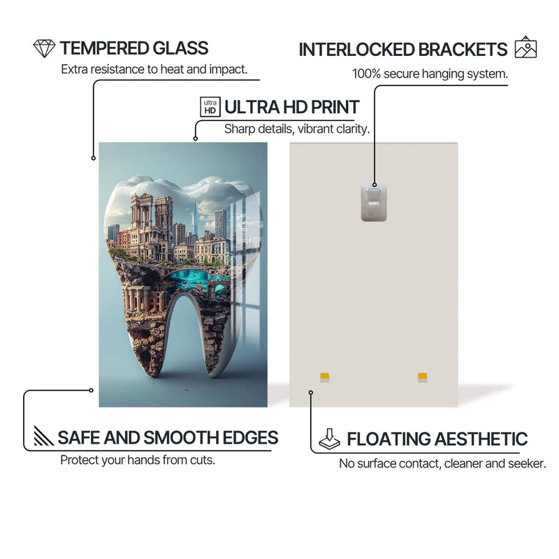 Artronauts Glass Print Cityscape Tooth - Tempered Glass Wall Art
