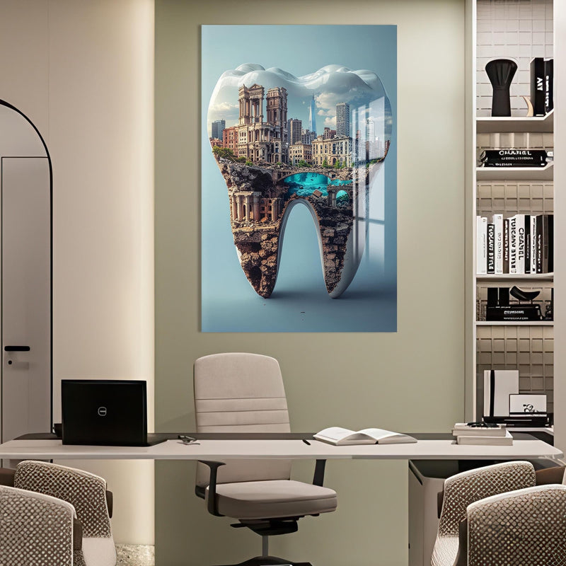 Artronauts Glass Print Cityscape Tooth - Tempered Glass Wall Art