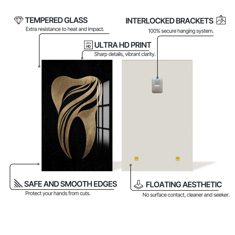 Artronauts Glass Print Golden Tooth Icon - Tempered Glass Wall Art