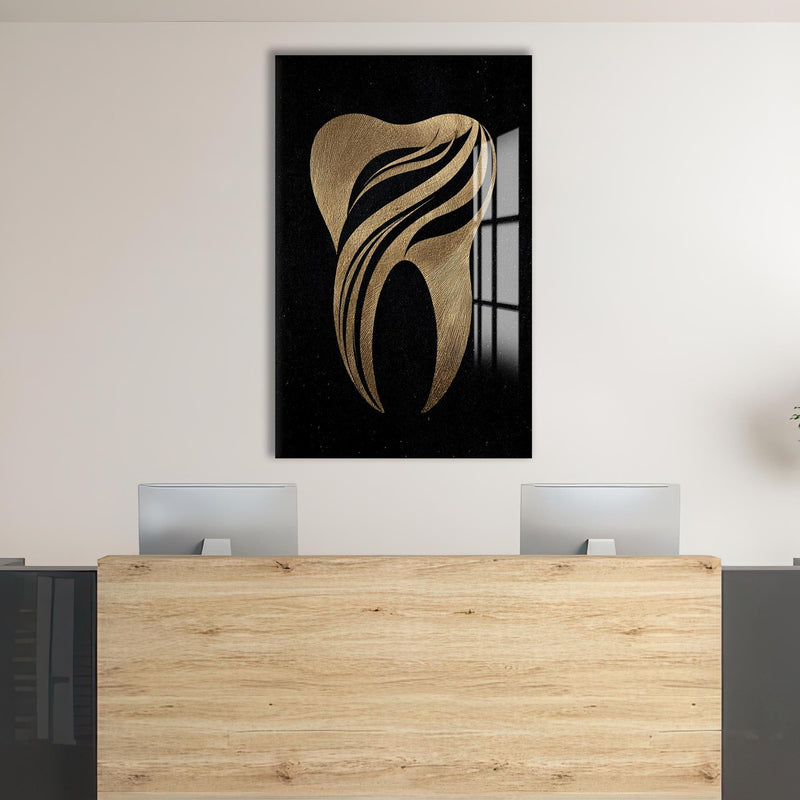 Artronauts Glass Print Golden Tooth Icon - Tempered Glass Wall Art