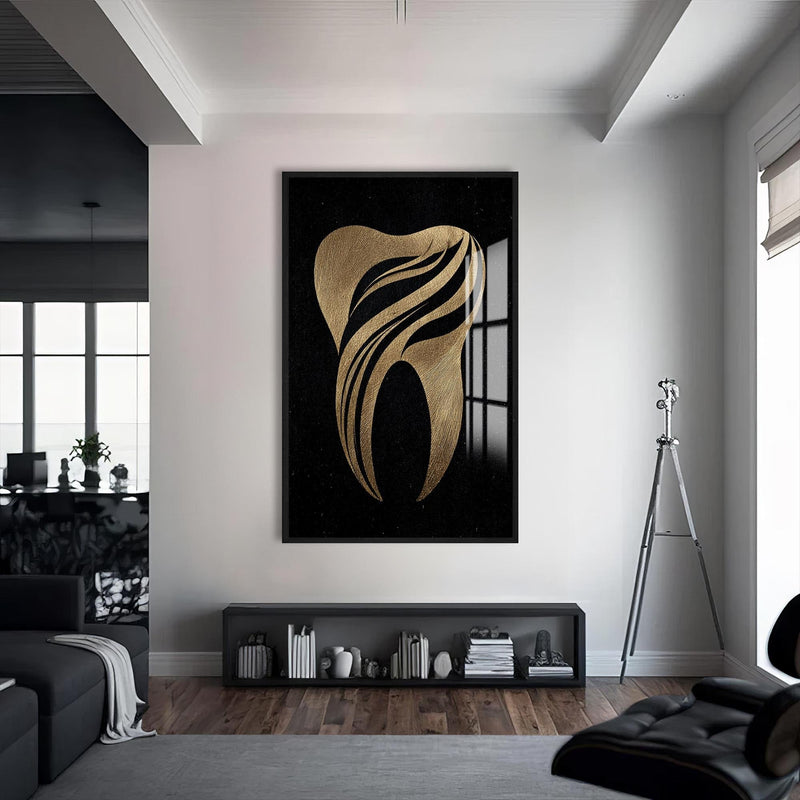 Artronauts Glass Print S | 72x46 cm | 28.3"x18.1" / Black Golden Tooth Icon - Tempered Glass Wall Art