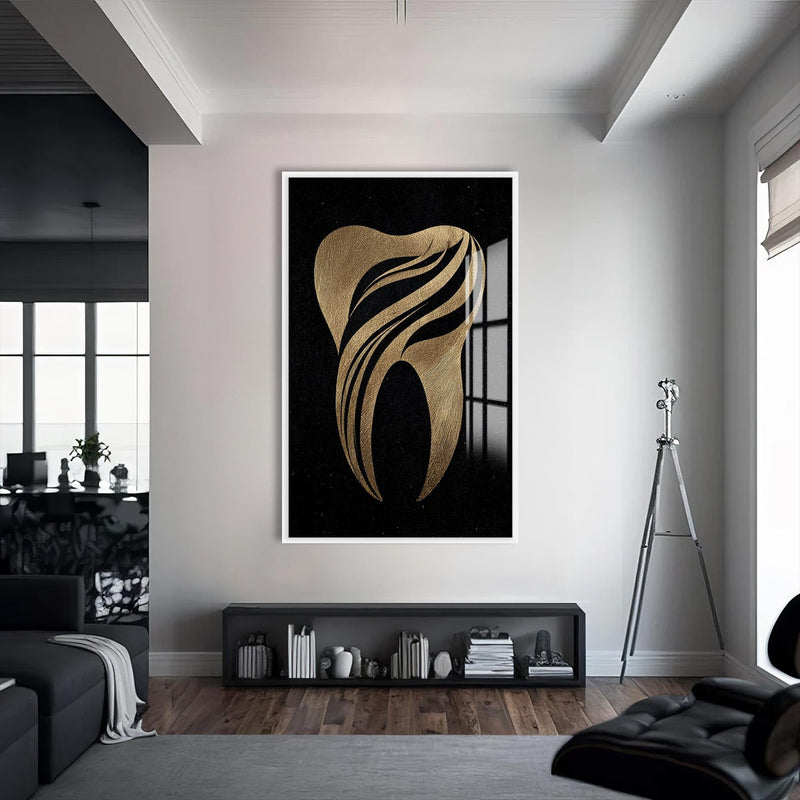 Artronauts Glass Print S | 72x46 cm | 28.3"x18.1" / White Golden Tooth Icon - Tempered Glass Wall Art