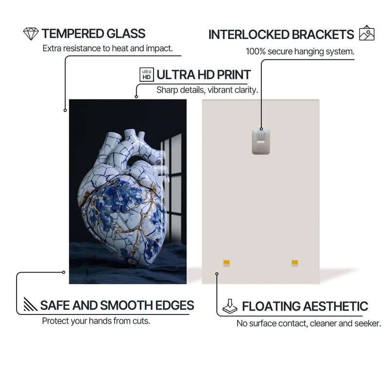 Artronauts Glass Print Kintsugi Heart Tooth - Tempered Glass Wall Art