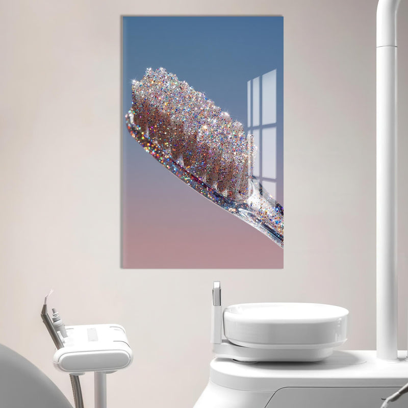 Artronauts Glass Print Glitter Toothbrush Sparkle - Tempered Glass Wall Art