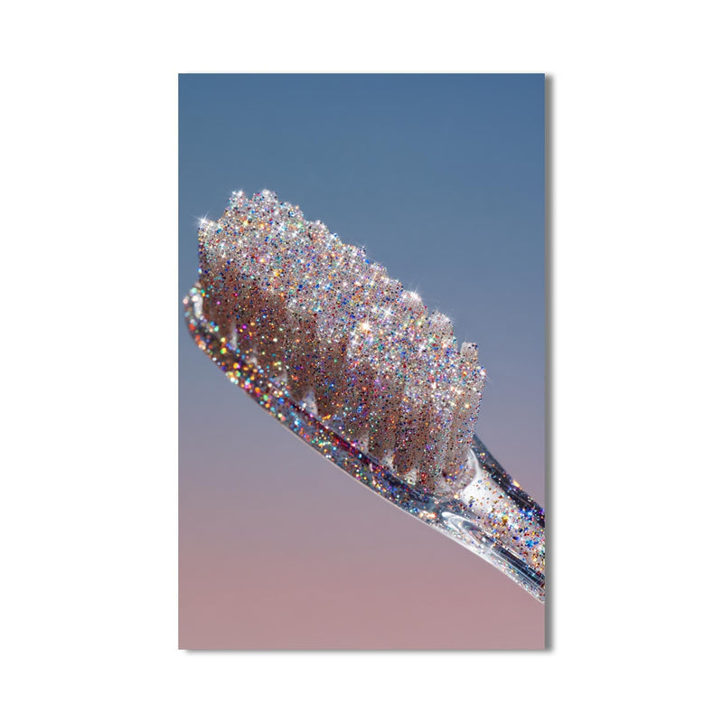 Artronauts Glass Print Glitter Toothbrush Sparkle - Tempered Glass Wall Art