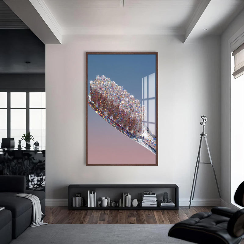 Artronauts Glass Print S | 72x46 cm | 28.3"x18.1" / Walnut Glitter Toothbrush Sparkle - Tempered Glass Wall Art