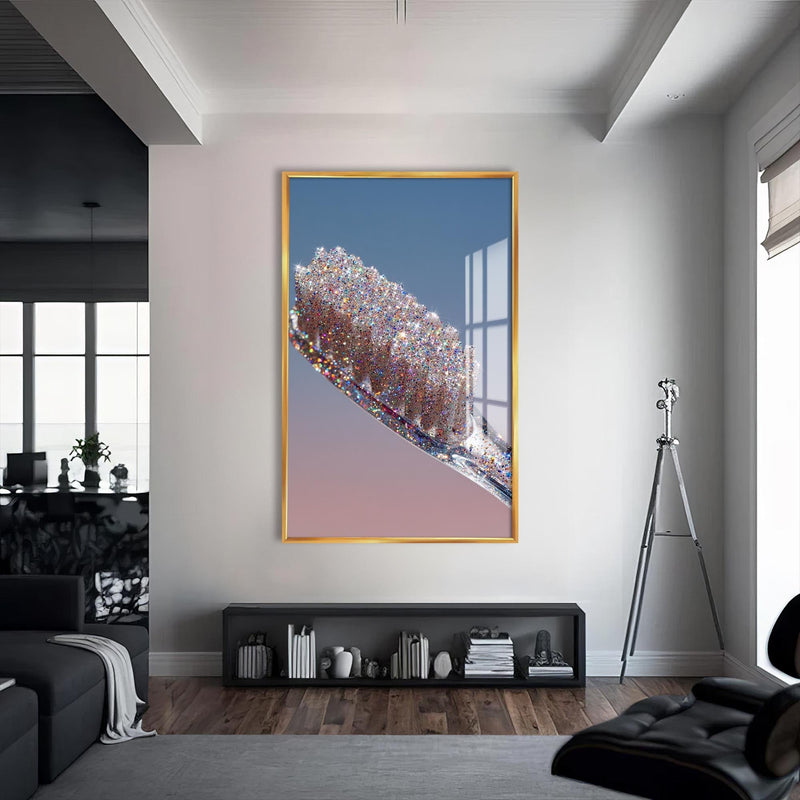 Artronauts Glass Print S | 72x46 cm | 28.3"x18.1" / Gold Glitter Toothbrush Sparkle - Tempered Glass Wall Art