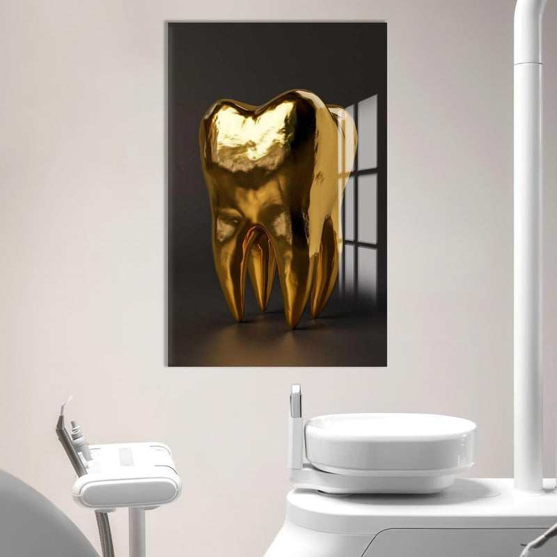 Artronauts Glass Print Golden Tooth Icon - Tempered Glass Wall Art