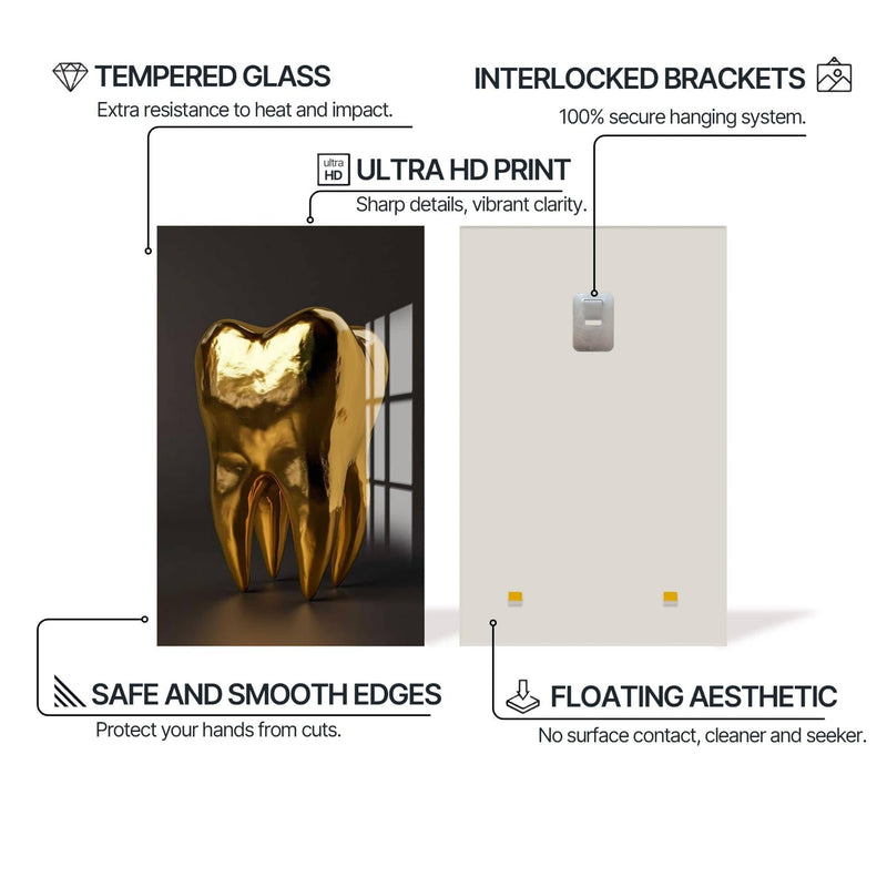 Artronauts Glass Print Golden Tooth Icon - Tempered Glass Wall Art