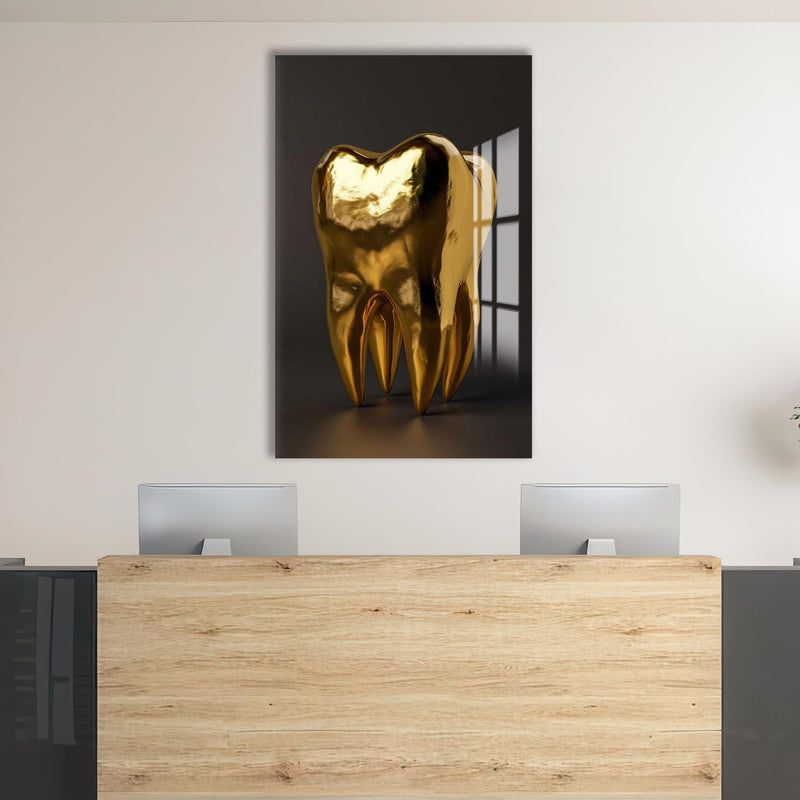 Artronauts Glass Print Golden Tooth Icon - Tempered Glass Wall Art