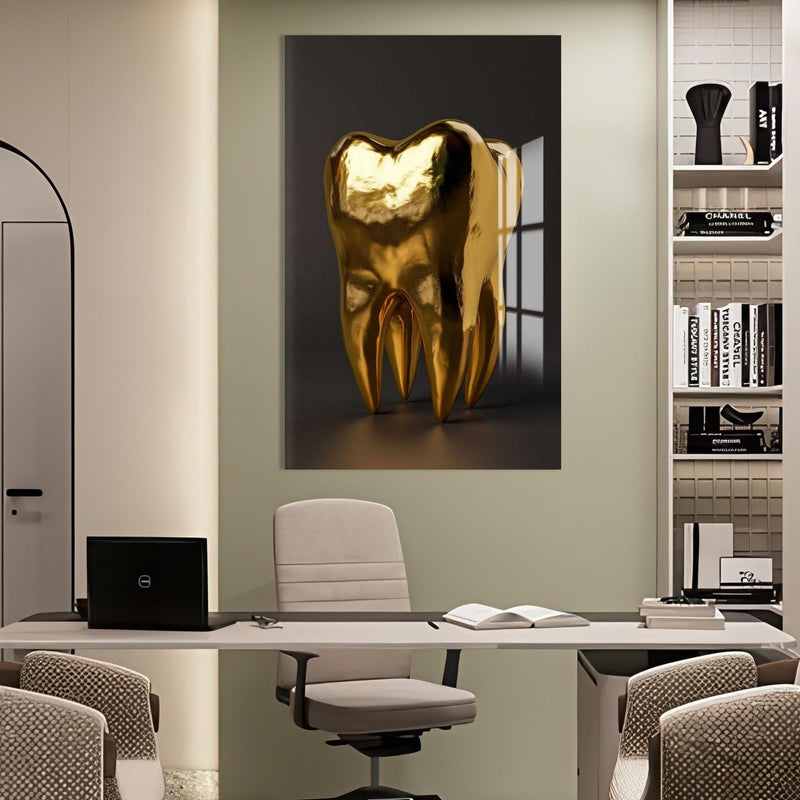 Artronauts Glass Print Golden Tooth Icon - Tempered Glass Wall Art