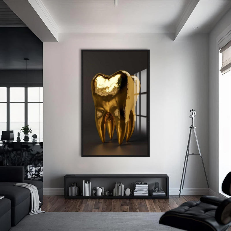 Artronauts Glass Print S | 72x46 cm | 28.3"x18.1" / Black Golden Tooth Icon - Tempered Glass Wall Art