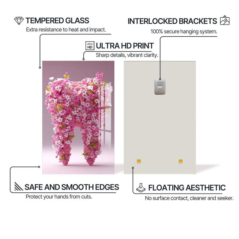 Artronauts Glass Print Floral Tooth Bloom - Tempered Glass Wall Art