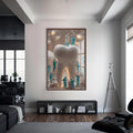 Artronauts Glass Print S | 72x46 cm | 28.3"x18.1" / Walnut Dentist Team Sculpture - Tempered Glass Wall Art