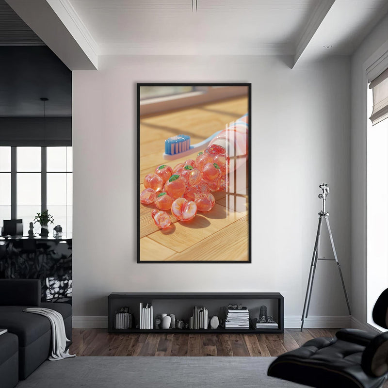 Artronauts Glass Print S | 72x46 cm | 28.3"x18.1" / Black Toothpaste Fruit Pop - Tempered Glass Wall Art