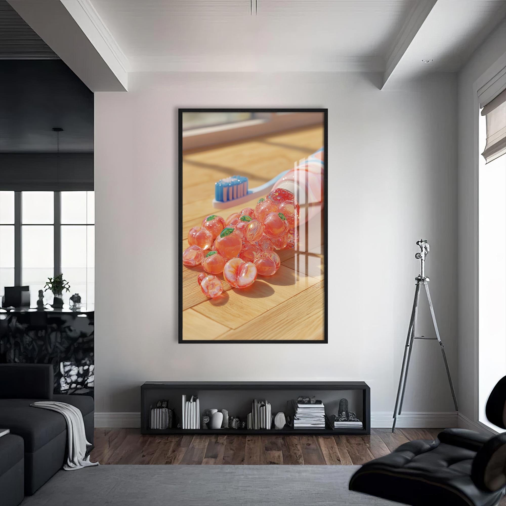 Artronauts Glass Print S | 72x46 cm | 28.3"x18.1" / Black Toothpaste Fruit Pop - Tempered Glass Wall Art