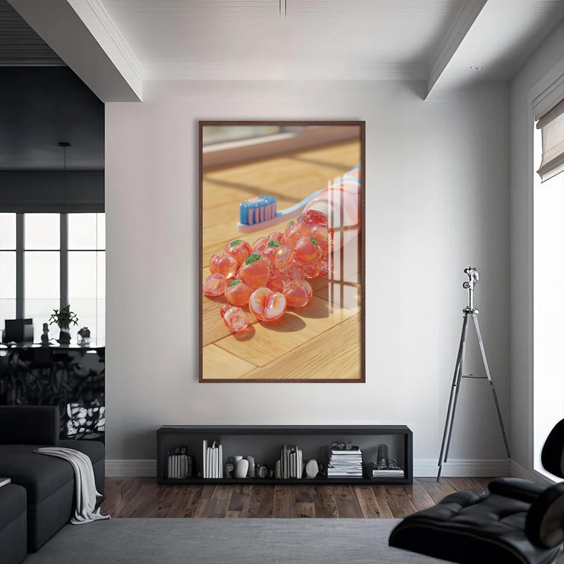 Artronauts Glass Print S | 72x46 cm | 28.3"x18.1" / Walnut Toothpaste Fruit Pop - Tempered Glass Wall Art