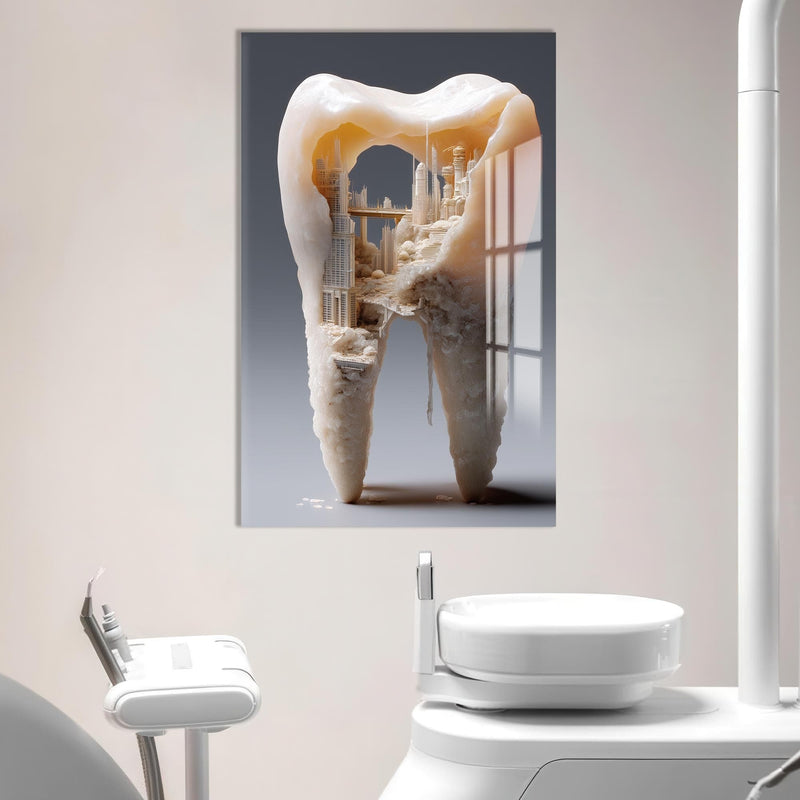 Artronauts Glass Print Crystal Tooth City - Tempered Glass Wall Art