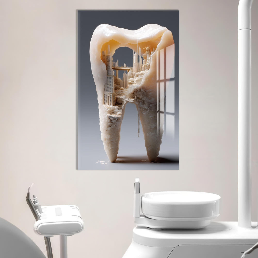 Artronauts Glass Print Crystal Tooth City - Tempered Glass Wall Art