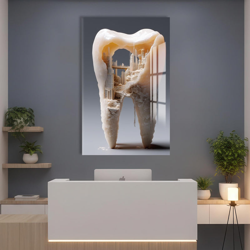 Artronauts Glass Print Crystal Tooth City - Tempered Glass Wall Art