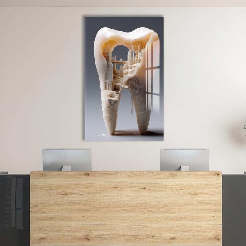 Artronauts Glass Print Crystal Tooth City - Tempered Glass Wall Art
