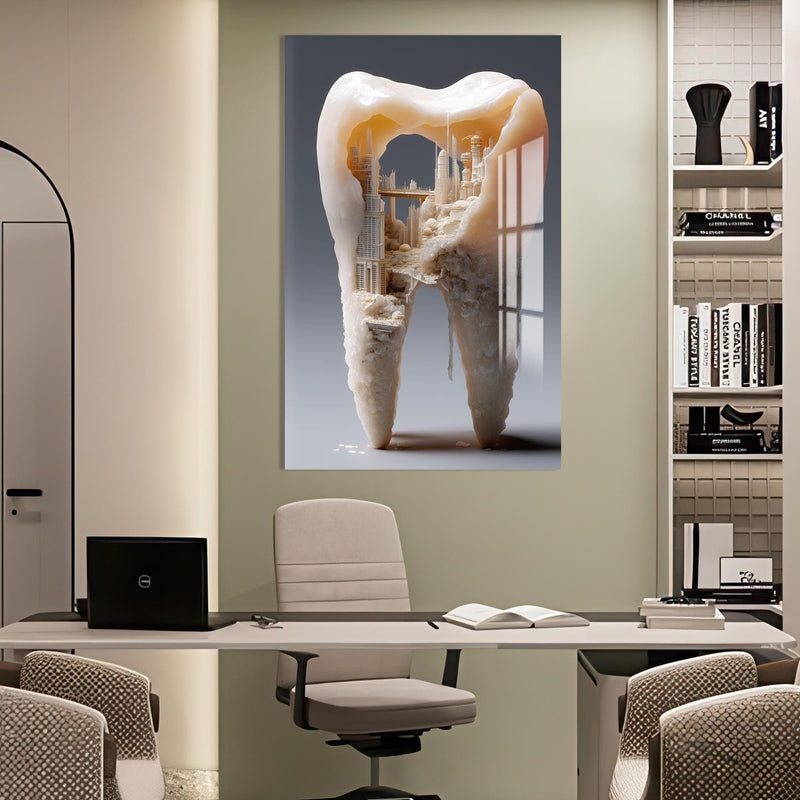 Artronauts Glass Print Crystal Tooth City - Tempered Glass Wall Art
