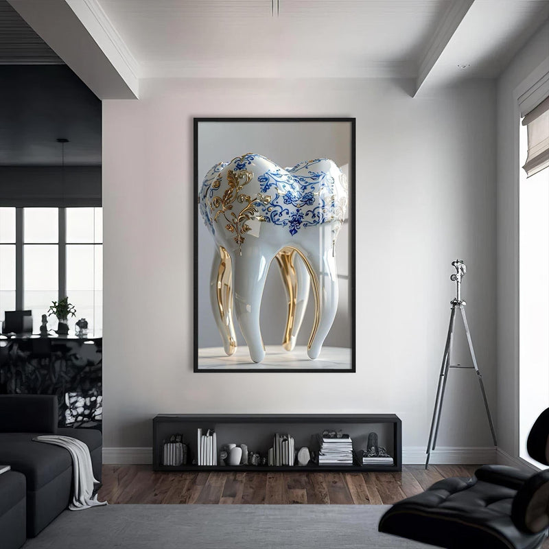 Artronauts Glass Print S | 72x46 cm | 28.3"x18.1" / Black Porcelain Royal Tooth - Tempered Glass Wall Art