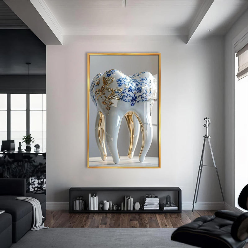Artronauts Glass Print S | 72x46 cm | 28.3"x18.1" / Gold Porcelain Royal Tooth - Tempered Glass Wall Art