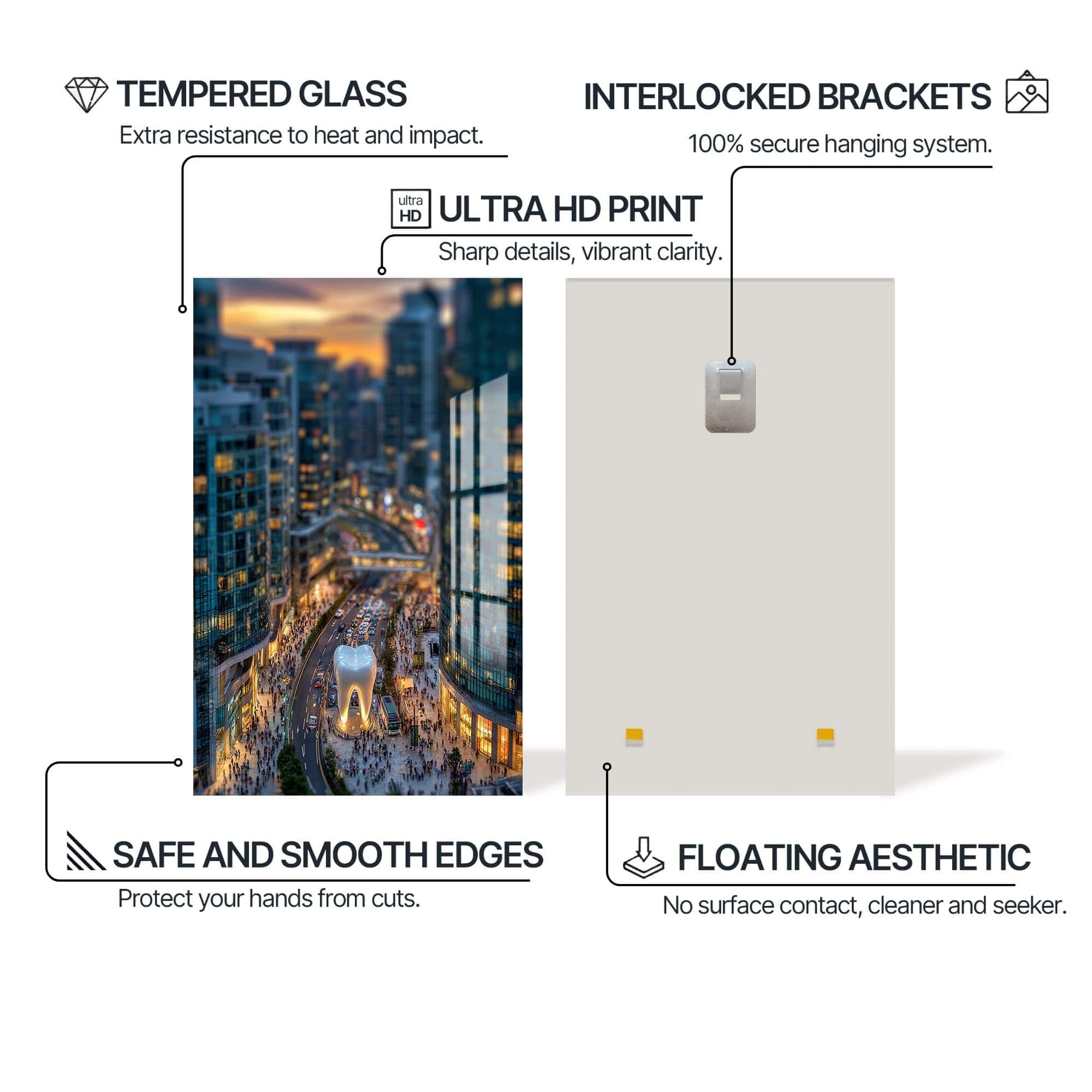 Artronauts Glass Print City Landmark Tooth - Tempered Glass Wall Art