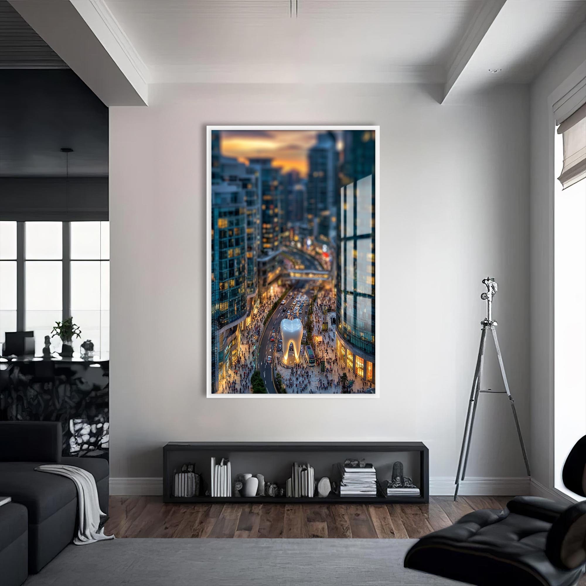 Artronauts Glass Print S | 72x46 cm | 28.3"x18.1" / White City Landmark Tooth - Tempered Glass Wall Art