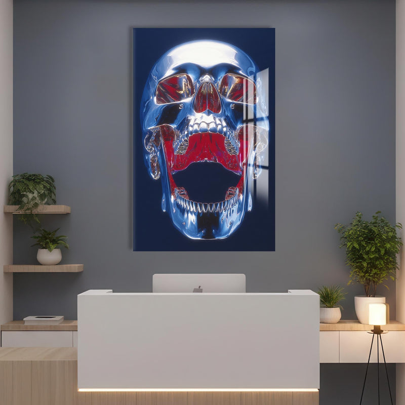 Artronauts Glass Print Chrome Skull Anatomy - Tempered Glass Wall Art