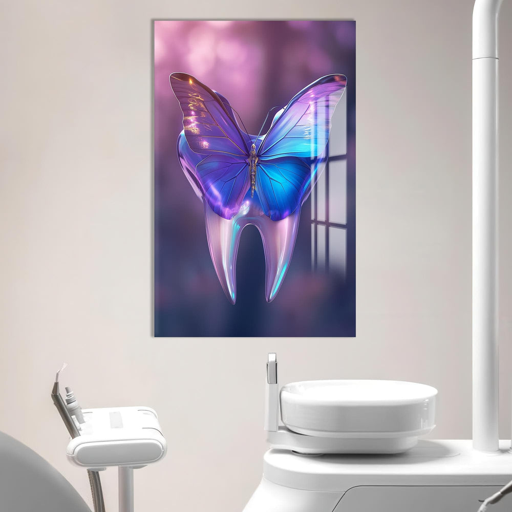 Artronauts Glass Print Butterfly Dental Glow - Tempered Glass Wall Art