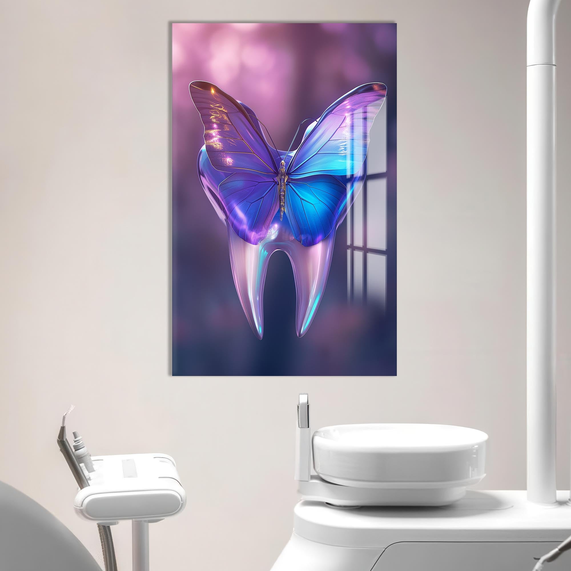 Artronauts Glass Print Butterfly Dental Glow - Tempered Glass Wall Art