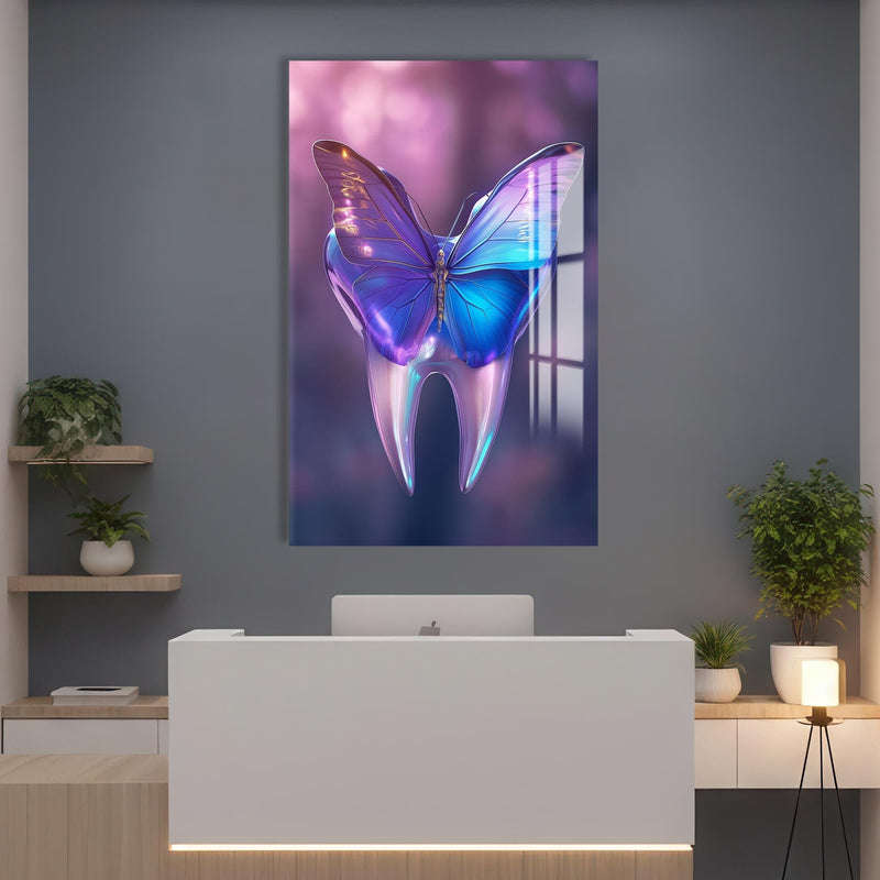 Artronauts Glass Print Butterfly Dental Glow - Tempered Glass Wall Art
