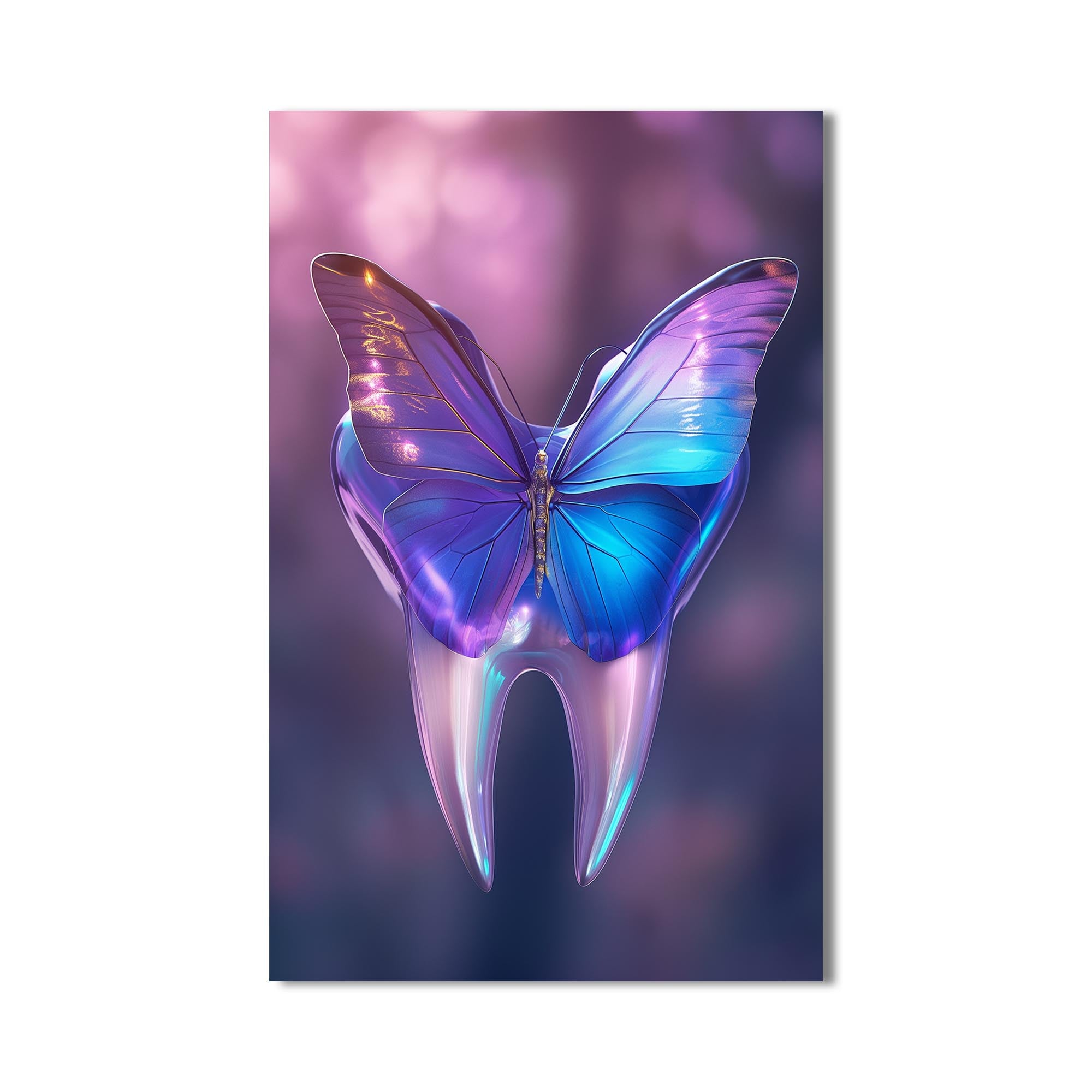 Artronauts Glass Print Butterfly Dental Glow - Tempered Glass Wall Art