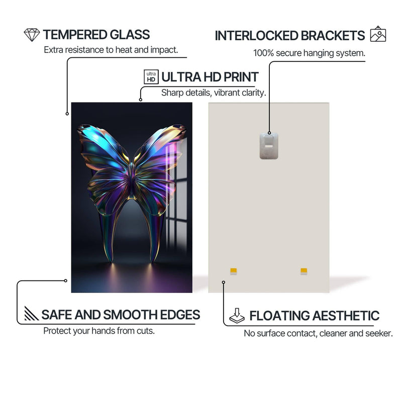 Artronauts Glass Print Iridescent Butterfly Tooth - Tempered Glass Wall Art