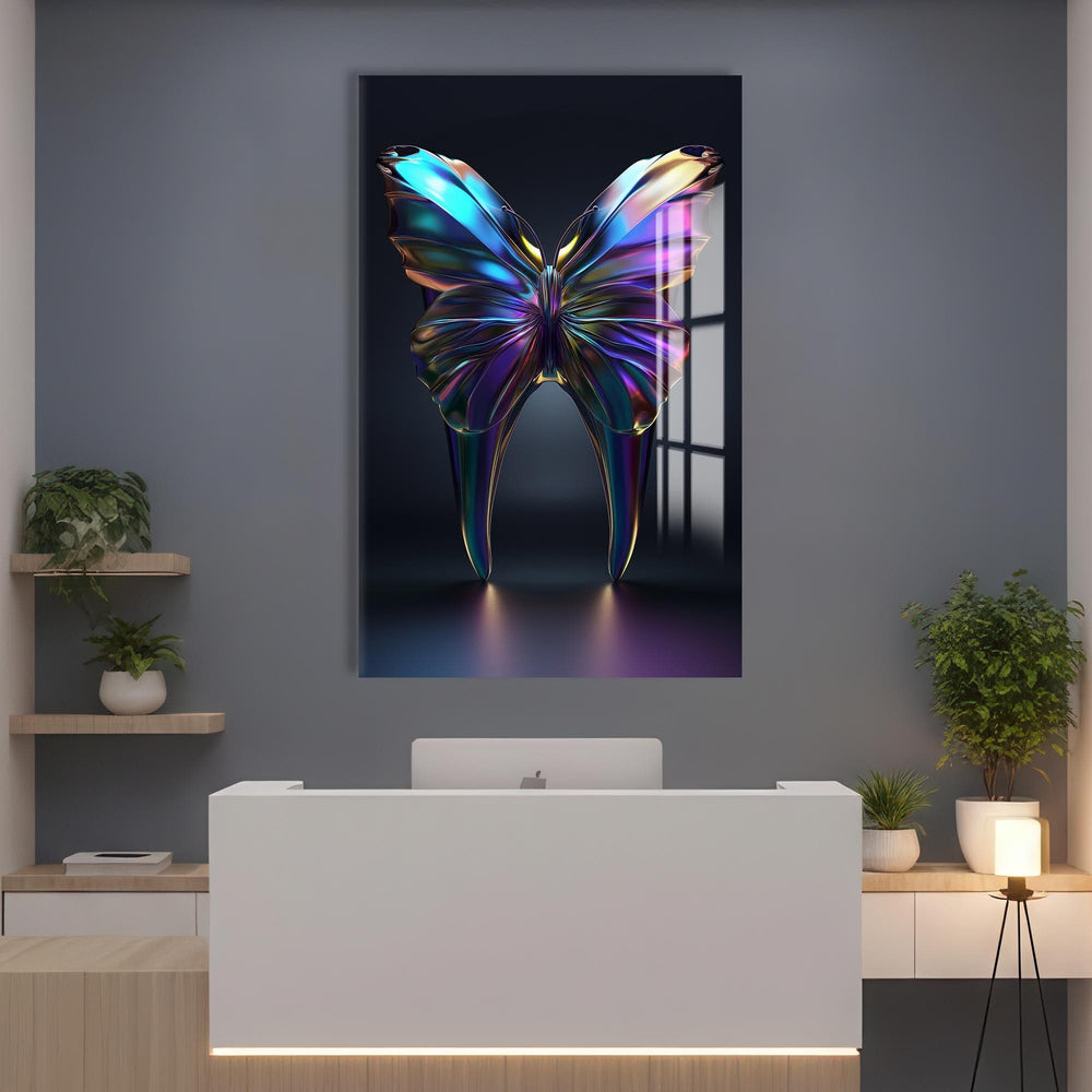 Artronauts Glass Print Iridescent Butterfly Tooth - Tempered Glass Wall Art
