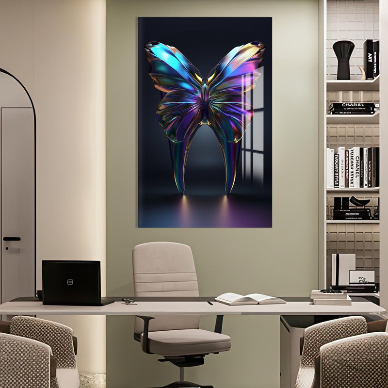 Artronauts Glass Print Iridescent Butterfly Tooth - Tempered Glass Wall Art