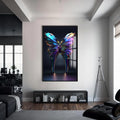 Artronauts Glass Print S | 72x46 cm | 28.3"x18.1" / Black Iridescent Butterfly Tooth - Tempered Glass Wall Art