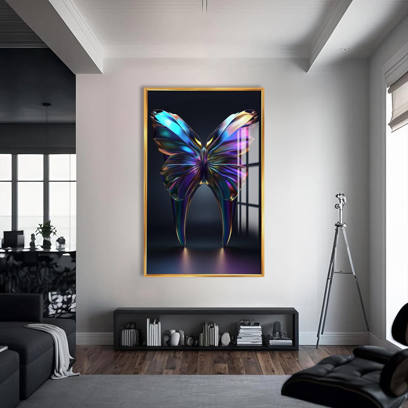 Artronauts Glass Print S | 72x46 cm | 28.3"x18.1" / Gold Iridescent Butterfly Tooth - Tempered Glass Wall Art