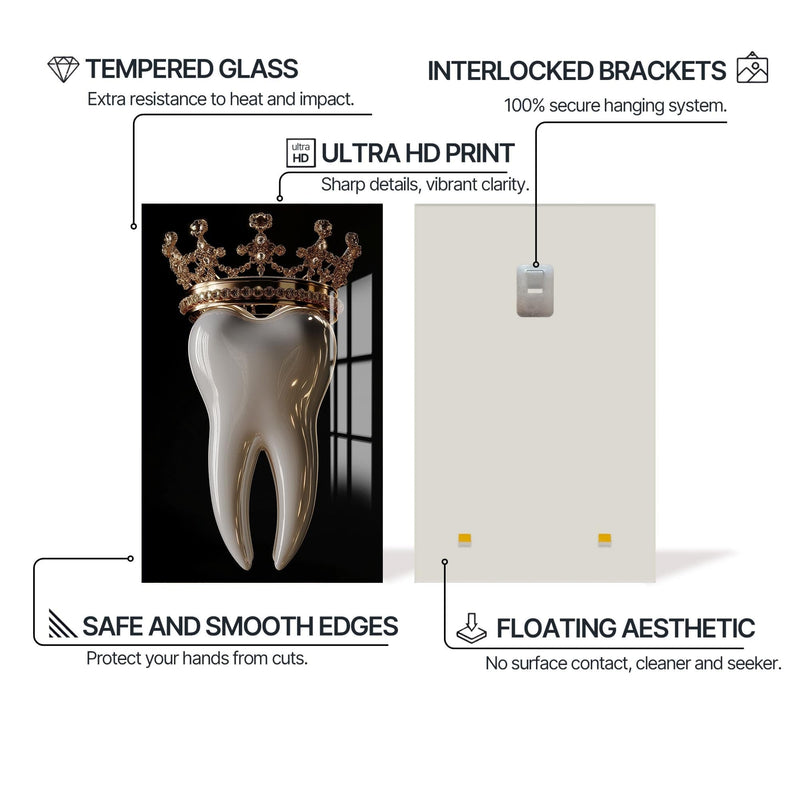 Artronauts Glass Print Crowned Royal Tooth - Tempered Glass Wall Art